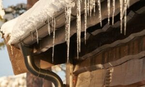 gutters with ice covering them