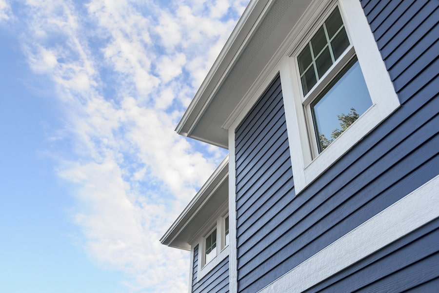 blue james hardie siding on a home in Carmel, Indina