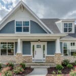 Home with james hardie boothbay blue fiber cement siding in Carmel, Indiana
