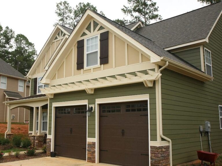 Green and light brown Hardie Board siding in Carmel, IN