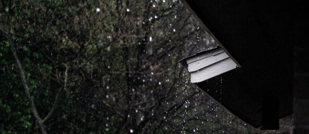 Rain falling on a roof