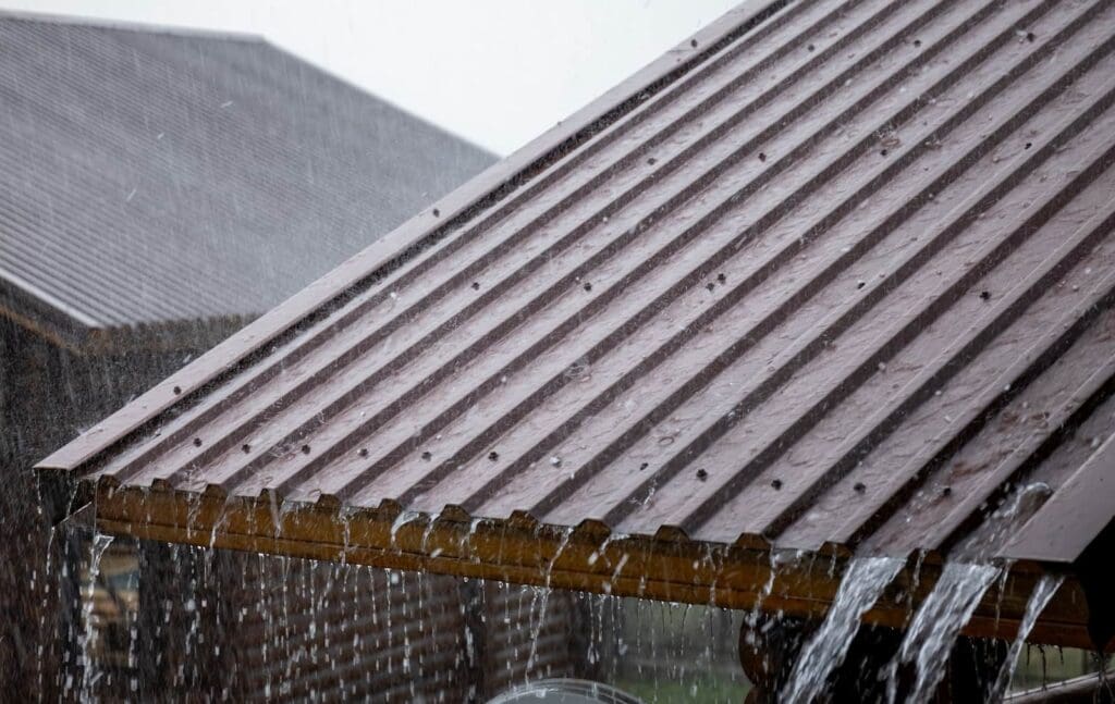roof with a leak during a storm