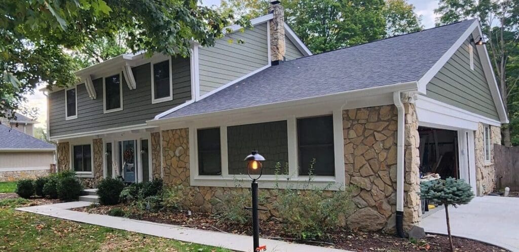 Exterior remodel project on a home in Indiana.