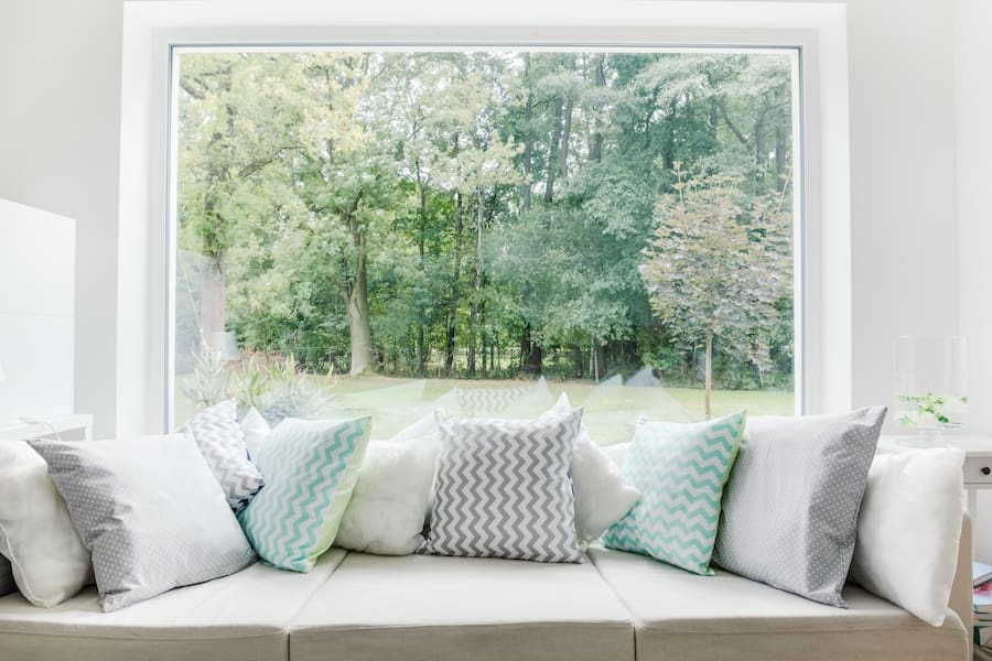 Image Of Relax Area With Large Sofa And Window - picture window installation