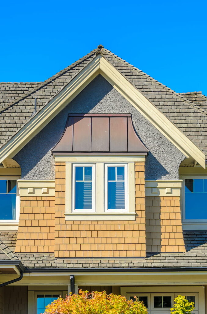 Detailed exterior of a house with blue sky