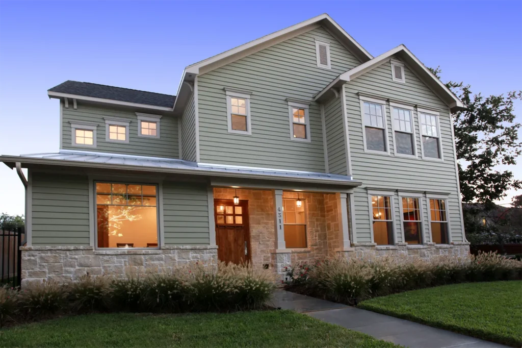 Home in Lawrence, IN, with new siding.